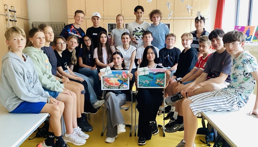 Die teilnehmende Klasse 7b beim HDHBW-Schülerwettbewerb